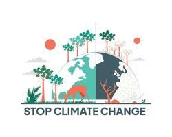 Stop climate change illustration. Flat style design for Sustainability practices end Environment protection concept. vector