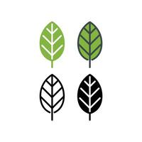 Green tree leaf for ecology nature symbol. Ecological, vegan, illustration. Eco friendly. Eco black line leaf icons, bio, green, branch, grow. Vector illustration. Design on white background. EPS10