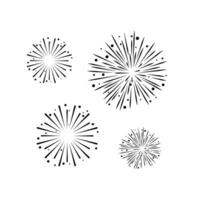 Sunburst explosion element or logo design. Exploding fireworks sign. Stars fireworks in line set. Happy New year celebration. Fireworks icon Vector illustration. Design on white background. EPS 10