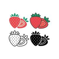 Garden ripe red strawberry fruit. Fresh organic red berry flavour. Strawberry shape symbol . Strawberry Fruit Vector Icon Illustration. Design on white background. EPS 10