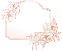 Vintage frame with hand drawn floral. png