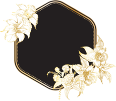 Vintage frame with hand drawn floral. png