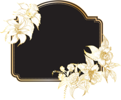 Vintage frame with hand drawn floral. png