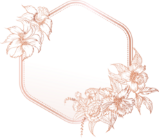 Vintage frame with hand drawn floral. png