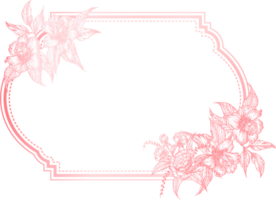 Vintage frame with hand drawn floral. png