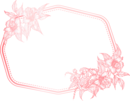 Vintage frame with hand drawn floral. png