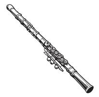 Flute retro hand drawn sketch Vector illustration Musical instruments