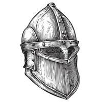 Knight helmet hand drawn sketch Vector illustration Medieval