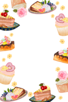 Bolinho bolo pão padaria sobremesa em a tema do amor dia dos namorados dia com manteiga creme e fruta chocolate granulados convite png