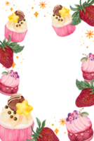 Cupcake Kuchen Brot Bäckerei Dessert auf das Thema von Liebe Valentinstag Tag mit Butter Sahne und Obst Schokolade Sträusel Einladung png