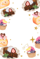 Bolinho bolo pão padaria sobremesa em a tema do amor dia dos namorados dia com manteiga creme e fruta chocolate granulados convite png