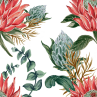 boeket bloem bloemen anemoon, roos, koning protea botanisch planten bloesem naadloos achtergrond png