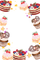 Cupcake torta pane forno dolce su il tema di amore San Valentino giorno con burro crema e frutta cioccolato spruzzatori invito png