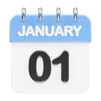 January month calendar icon 3d rendering illustration png