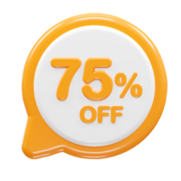 75 percent off text effect 3d rendering illustration png