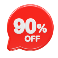 90 percent off text effect 3d rendering illustration png