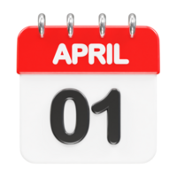 April month calendar icon 3d rendering illustration png