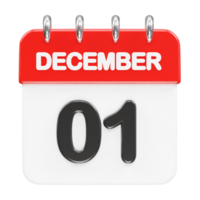 December month calendar icon 3d rendering illustration png