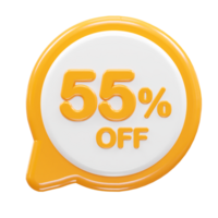 55 percent off text effect 3d rendering illustration png