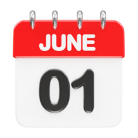 June month calendar icon 3d rendering illustration png