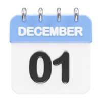 diciembre mes calendario icono 3d representación ilustración png