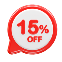 15 percent off text effect 3d rendering illustration png