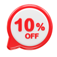 10 percent off text effect 3d rendering illustration png