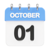 October month calendar icon 3d rendering illustration png