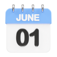 June month calendar icon 3d rendering illustration png