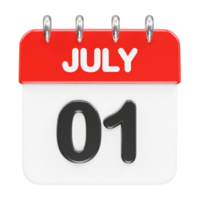 July month calendar icon 3d rendering illustration png