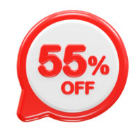 55 percent off text effect 3d rendering illustration png