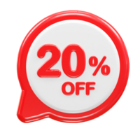 20 percent off text effect 3d rendering illustration png