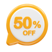 50 percent off text effect 3d rendering illustration png