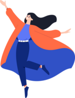 Hand Drawn Business woman with hero cape in flat style png