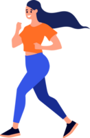 mano dibujado aptitud niña corriendo ejercicio en plano estilo png