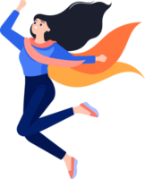 Hand Drawn Business woman with hero cape in flat style png