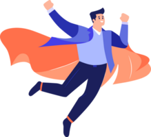 Hand Drawn Male businessman with hero cape in flat style png