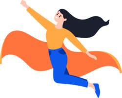 Hand Drawn Business woman with hero cape in flat style png