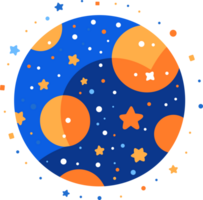 Hand Drawn Planets or stars in space in flat style png