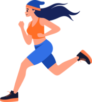 mão desenhado ginástica menina corrida exercício dentro plano estilo png