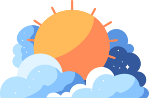 Hand Drawn sun and clouds in flat style png