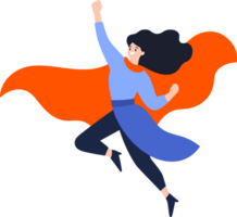 Hand Drawn Business woman with hero cape in flat style png