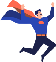 Hand Drawn Male businessman with hero cape in flat style png