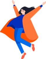 Hand Drawn Business woman with hero cape in flat style png