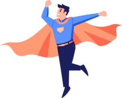 Hand Drawn Male businessman with hero cape in flat style png