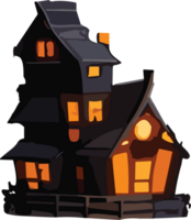 halloween achtervolgd huis ai generatief png