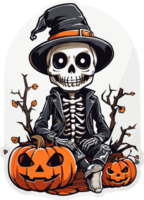 Skeleton Halloween Clip Art with AI Generative png
