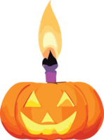 Víspera de Todos los Santos calabaza con vela ai generativo png