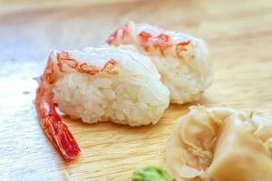 Sashimi sushi on the wood table photo