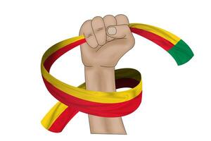 3D Flag on ribbon in hand photo